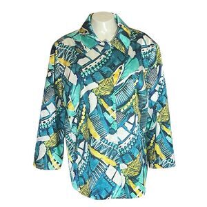 Units Vintage Multicolor 3/4‎ Sleeve Satin Button Up Jacket Blazer Sz XL
